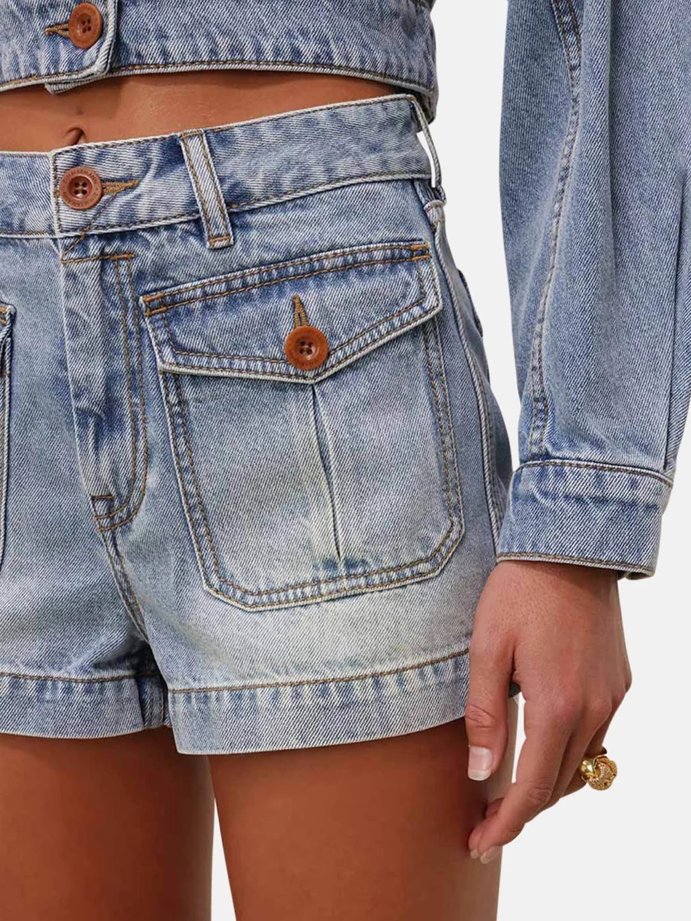 Zimmermann Denim Mini Short Faded Blue
